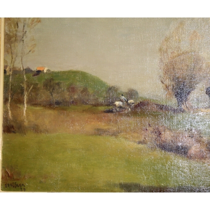 Paintings | Painting entitled ‘Campagne’, signed ‘BRESSLER’ and dated. Moinat SA  – Antiques and home décor
