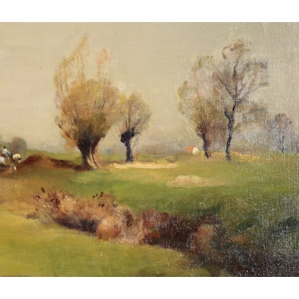 Paintings | Painting entitled ‘Campagne’, signed ‘BRESSLER’ and dated. Moinat SA  – Antiques and home décor