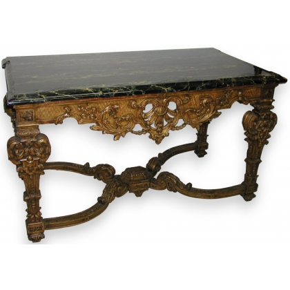 Louis XIV console table with X-shaped brace. At Moinat SA – Antiques and home décor