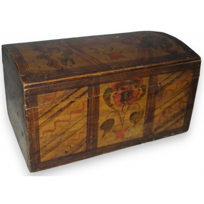 Small painted wooden chest with a domed lid at Moinat SA – Antiques and home décor
