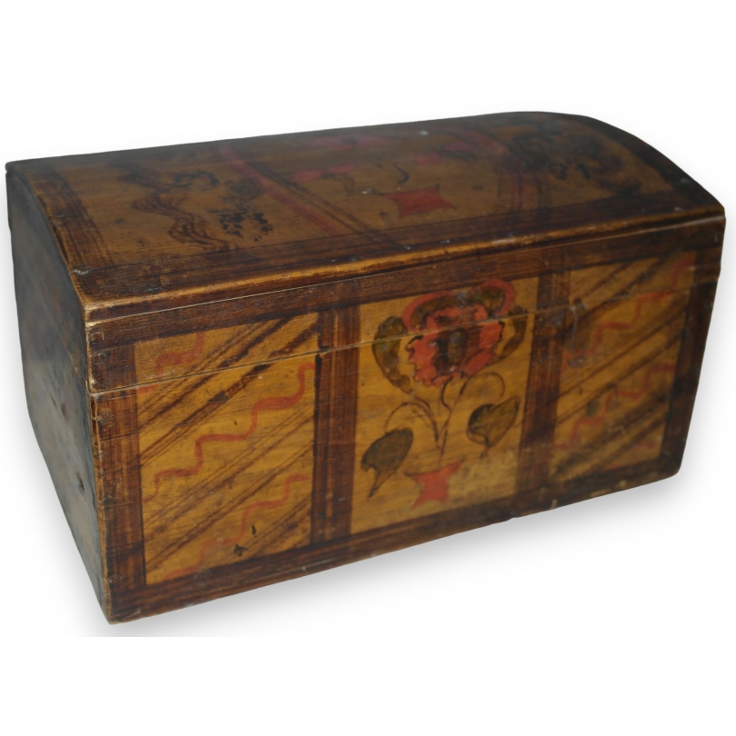Small painted wooden chest with a domed lid at Moinat SA – Antiques and home décor