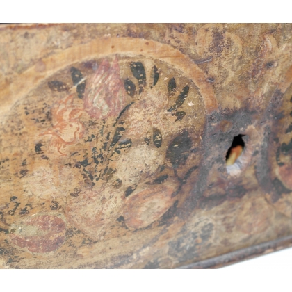 Small painted wooden chest, ‘Flowers and Fruit’, at Moinat SA – Antiques and home décor