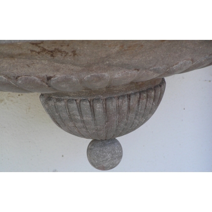 Half-moon wall fountain, made of Sous-Vent stone. Available from Moinat SA – Antiques and Decor