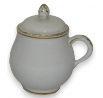 Pot à entremets blanc et or, porcelaine de Nyon.