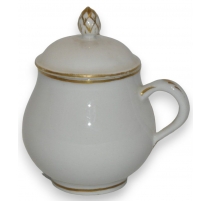 Pot à entremets blanc et or, porcelaine de Nyon.