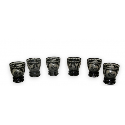 Série de 6 verres en cristal de Bohème