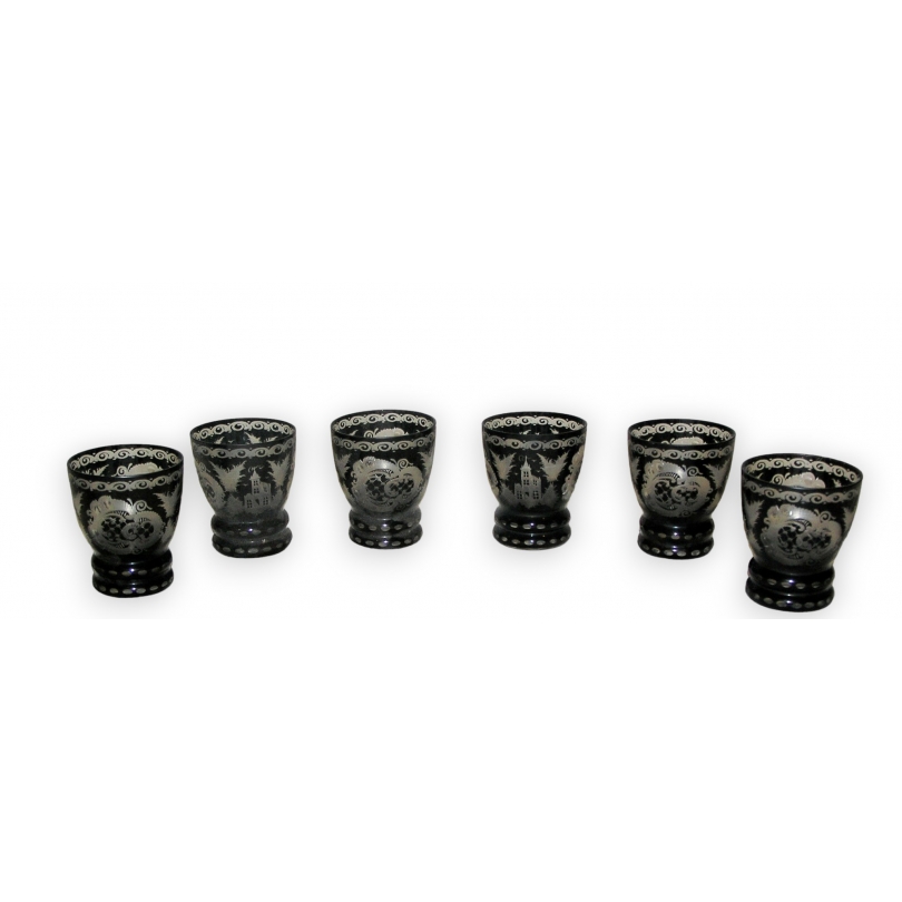 Set of 6 Bohemian crystal glasses, from  Moinat SA  - Antiques and home décor