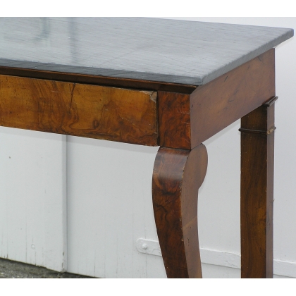 Empire-style console table with 1 drawer. Grey marble top. From  Moinat SA  - Antiques and home décor