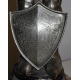 Model reduces to a neo-gothic a medieval armor