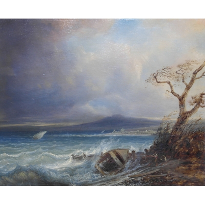 Paintings | Painting entitled ‘Storm at Genthod’ signed DIDAY 1836, Moinat SA  – Antiques and home décor