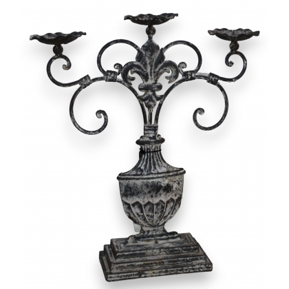 Large painted iron 3-candle candlestick – available from Moinat SA – Antiques and home décor