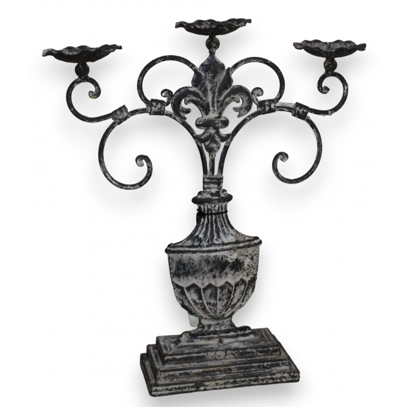 Large painted iron 3-candle candlestick – available from Moinat SA – Antiques and home décor