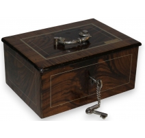 Small safety deposit box in iron painted faux wood