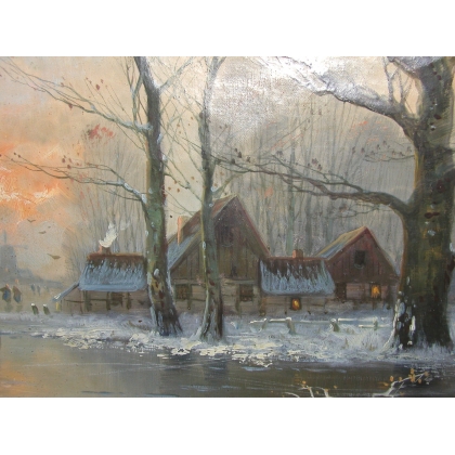 Paintings | Painting entitled ‘Winter Landscape’, signed LANSING. Moinat SA  – Antiques and home décor