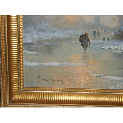 Paintings | Painting entitled ‘Winter Landscape’, signed LANSING. Moinat SA  – Antiques and home décor
