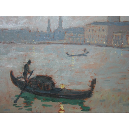 Paintings | Painting entitled ‘Gondola in Venice’, signed OLIVIER. Moinat SA  – Antiques and home décor