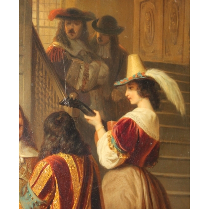 Paintings | Oil on wood, ‘The Three Musketeers’, signed DILLENS Moinat SA  – Antiques and home décor