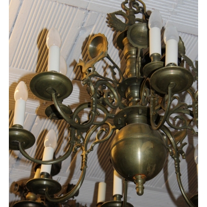 Lustre Hollandais à 12 lumières, décor aigles