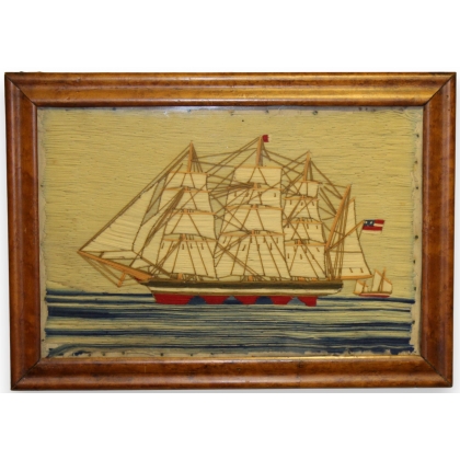  Tableau en broderie "Bateau" sur  Moinat SA  - Antiquités décoration