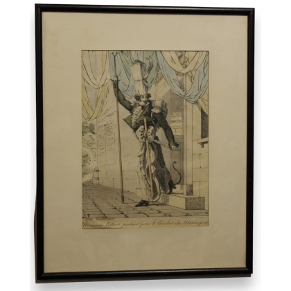 Gravure "Monsieur Calicot"  sur Moinat SA  - Antiquités décoration -  Gravures, Lithos