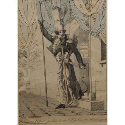 Gravure "Monsieur Calicot"  sur Moinat SA  - Antiquités décoration -  Gravures, Lithos