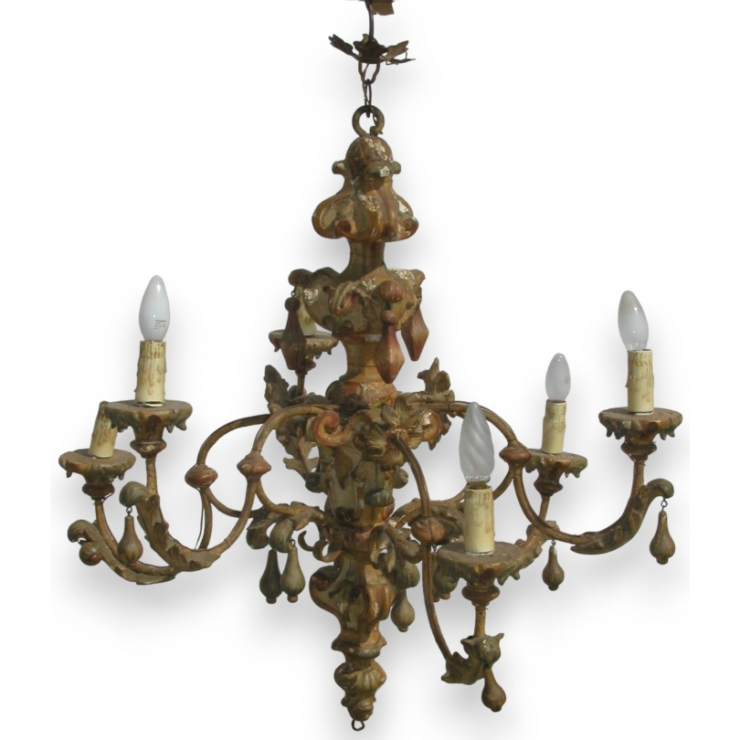 Baroque-style chandelier, 6 lights. At  Moinat SA  - Antiques and home décor