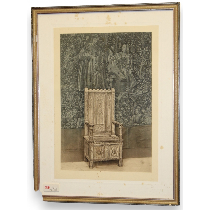 Reproduction d'un dessin "Chayère a coffre"  sur Moinat SA  - Antiquités décoration -  Gravures, Lithos
