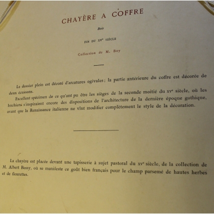Reproduction d'un dessin "Chayère a coffre"  sur Moinat SA  - Antiquités décoration -  Gravures, Lithos