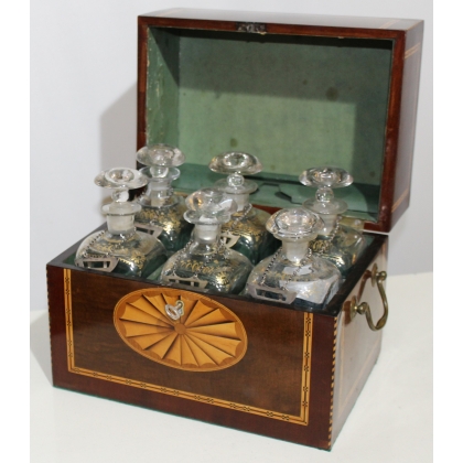Liqueur cabinet with 6 decanters. From  Moinat SA  - Antiques and home décor