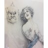 Lithographie "Femme et le masque" signée ICART  sur Moinat SA  - Antiquités décoration -  Gravures, Lithos