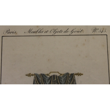 Gravure coloriée "Lit à Fléche"  sur Moinat SA  - Antiquités décoration -  Gravures, Lithos