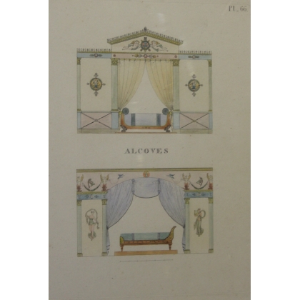 Gravure coloriée "Alcoves"  sur Moinat SA  - Antiquités décoration -  Gravures, Lithos