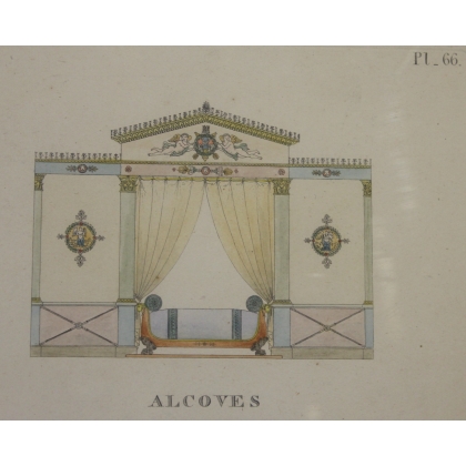 Gravure coloriée "Alcoves"  sur Moinat SA  - Antiquités décoration -  Gravures, Lithos