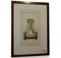 Gravure coloriée "Lit à Couronne"