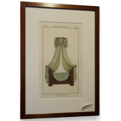 Gravure coloriée "Lit à Étoile"  sur Moinat SA  - Antiquités décoration -  Gravures, Lithos