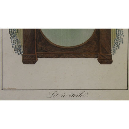 Gravure coloriée "Lit à Étoile"  sur Moinat SA  - Antiquités décoration -  Gravures, Lithos