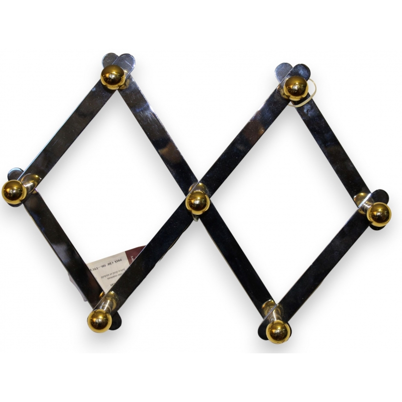 Porte-manteau en fer nickelé et laiton doré