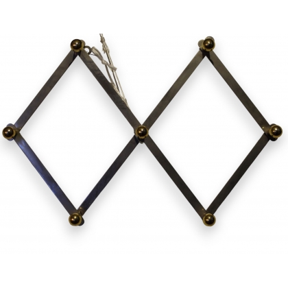 Porte-manteau en fer nickelé et laiton doré