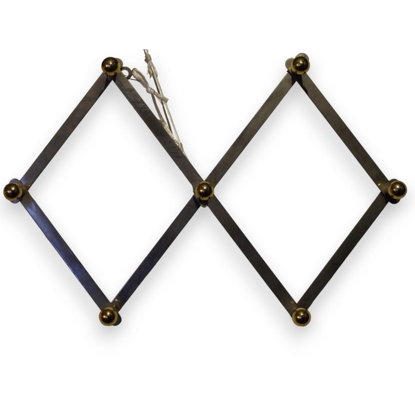 Porte-manteau en fer nickelé et laiton doré
