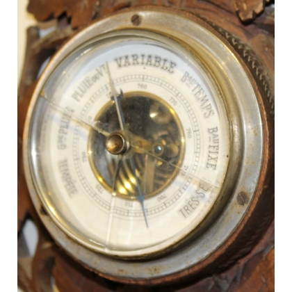 Barometer – carved wooden thermometer from L'Etivaz, available from Moinat SA – Antiques and home décor