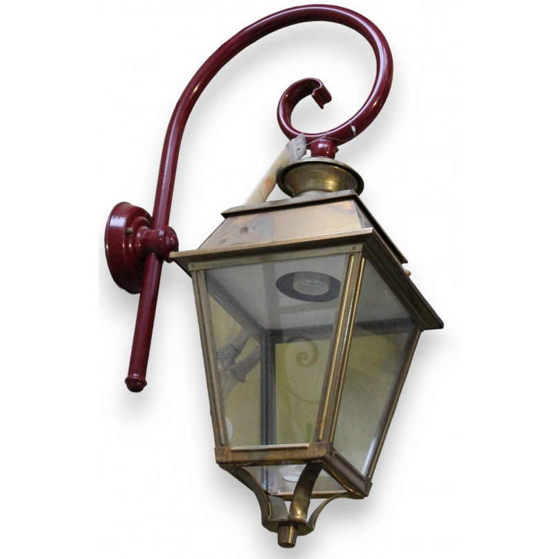 Square brass lantern, cross-shaped bracket, from Moinat SA – Antiques and home décor
