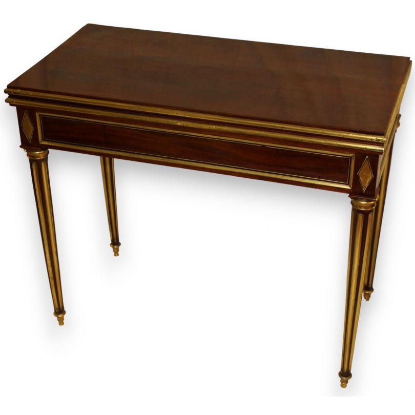  Table à jeux Louis XVI avec losanges en laiton sur  Moinat SA  - Antiquités décoration