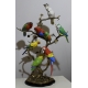 Arbre en bronze avec 8 perroquets en porcelaine