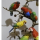 Arbre en bronze avec 8 perroquets en porcelaine