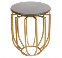 Table end sofa round gilded iron openwork