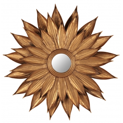 Miroir en forme de fleur en fer doré sur  Moinat SA  - Antiquités décoration