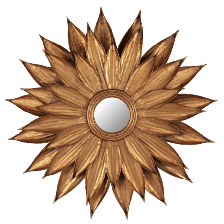  Miroir en forme de fleur en fer doré sur  Moinat SA  - Antiquités décoration