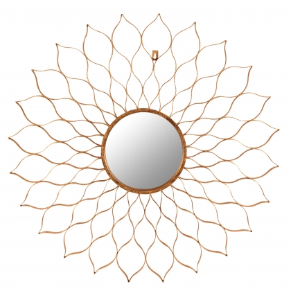  Miroir ajouré en forme de fleur en fer doré sur  Moinat SA  - Antiquités décoration