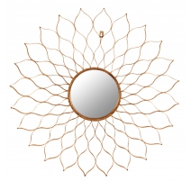 Mirror, openwork flower-shaped gilded iron