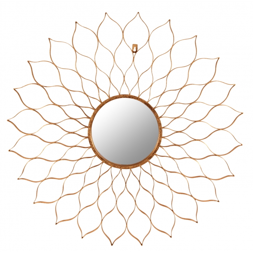 Miroir ajouré en forme de fleur en fer doré